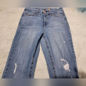 Seven7 Medium Blue Boyfriend Jeans with Distressed Accents
